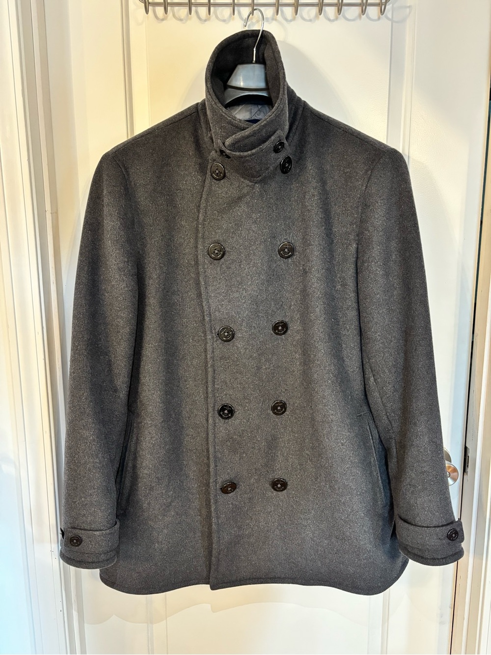 Lands' End Men's Charcoal Double-Breasted Wool Peacoat